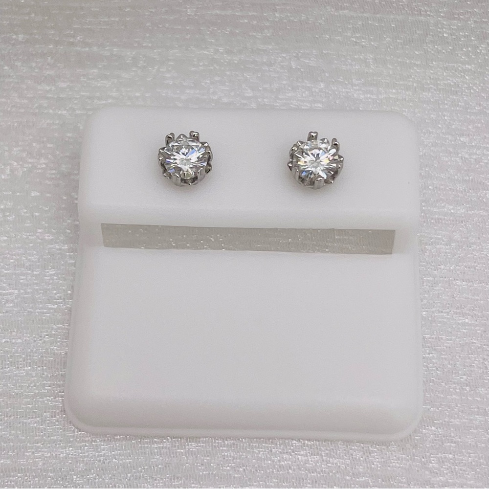 Classic Clear Crystal Stud Earrings - Silver Tone